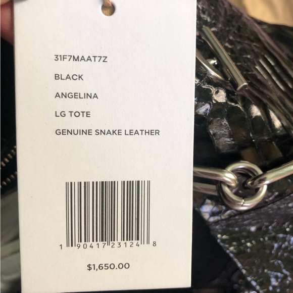 NWT Michael Kors Collection Angelina tote black snakeskin leather chain handles - Picture 4 of 4